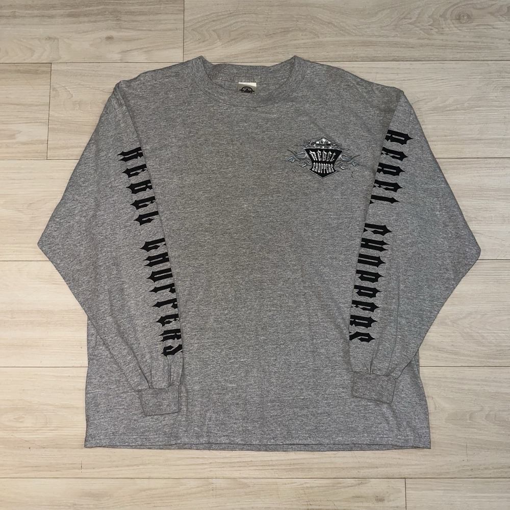 Vintage Rebel‎ Choppers Long Sleeve  Men XL Sleeve Logo Hit Y2K Faded Biker West